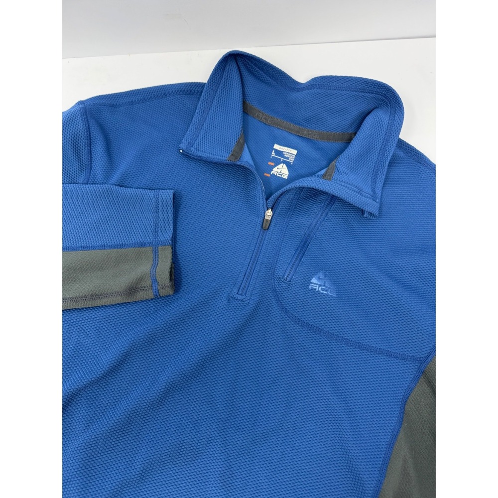 Nike ACG Polo Shirt Mens Size Large Blue 1/4 Zip Dri Fit Activewear Gorpcore B2